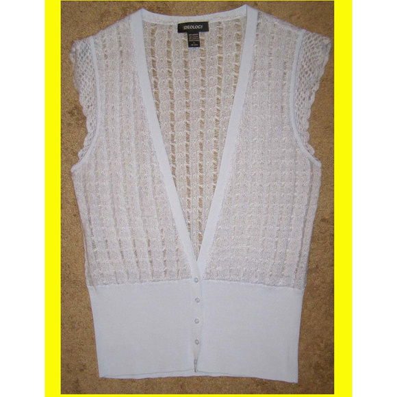 NEW Lt Blue IDEOLOGY Knit Mohair blend Vest M/L - Picture 3 of 8